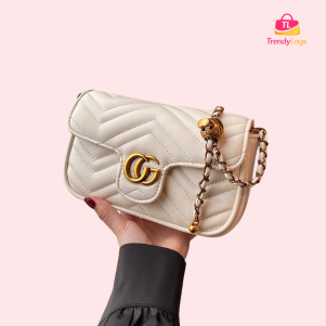 Gucci Inspired Quilted chain Shoulder bag (White)